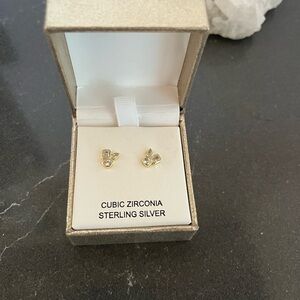 Cubic zirconia cluster earrings in gold plated sterling silver